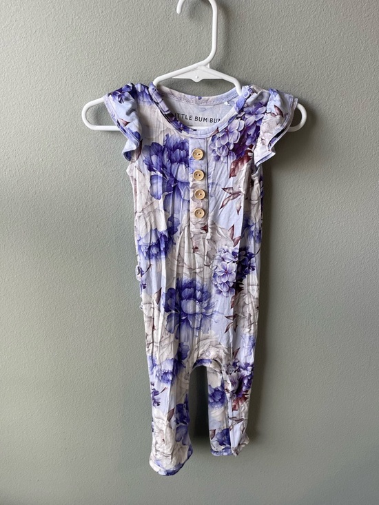 Little Bum Bums Other - Little Bum Bums Purple Floral Bamboo Jumpsuit Romper with Flutter Sleeves